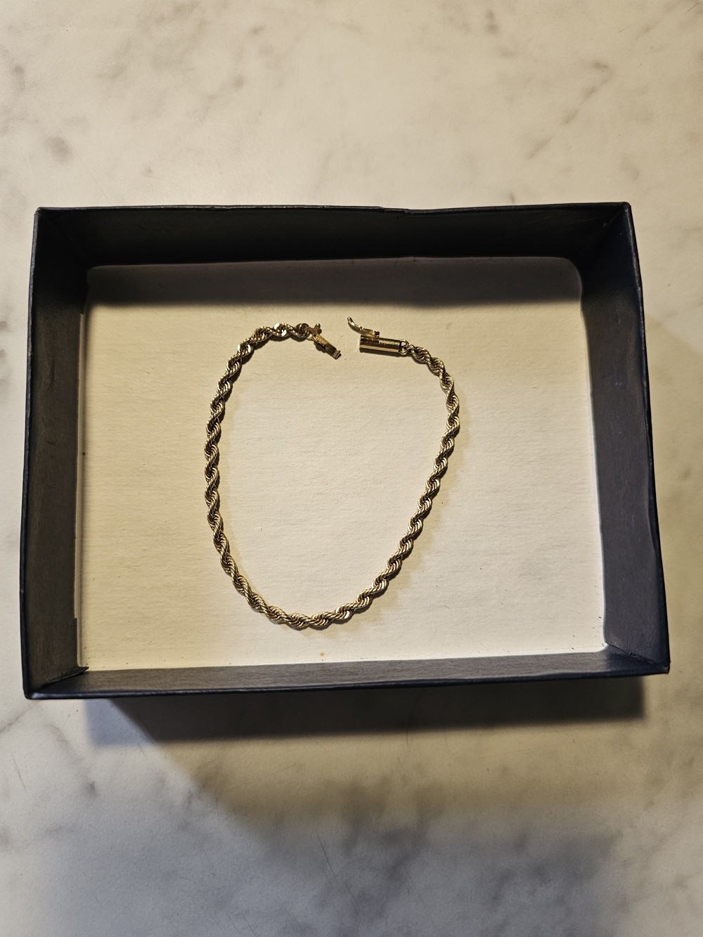 14k Gold Solid Rope Chain Bracelet Size 7